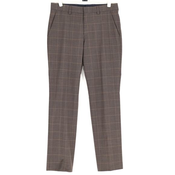 Hugo Boss Men's Brown Plaid Wool Blend Tom Modern-Fit Dress Pants Size 32R - Picture 6 of 9